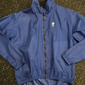 Men’s Large Borah Lightweight Blue Nylon Windbreaker Bikjng Jacket
